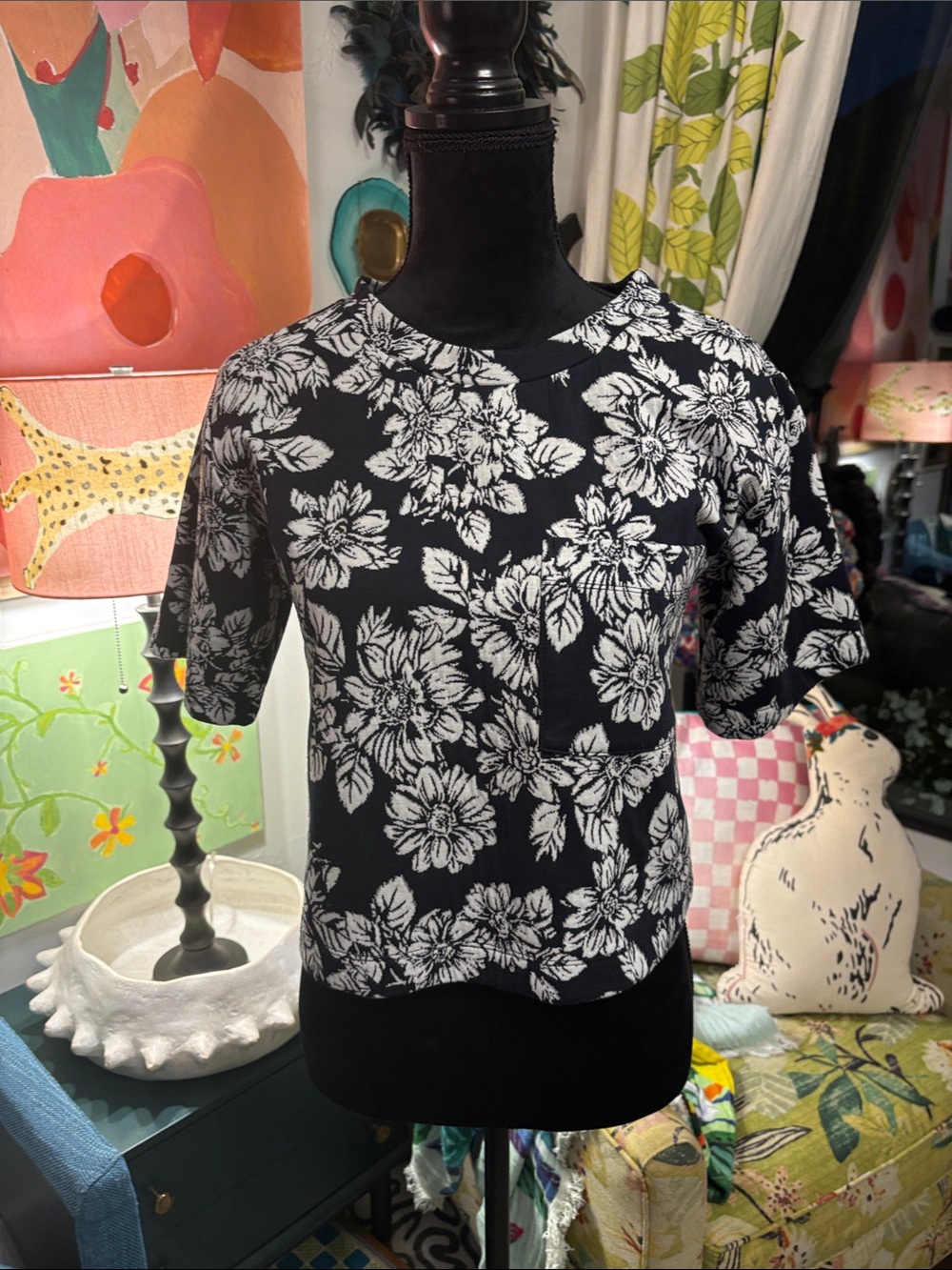 Black Floral Pocket Tee MAEVE BY ANTHROPOLOGIE